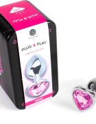 Secret Play Plug metalic – cu cristal în formă de inimă fucsia mărimea S 7 cm