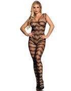 Subblime Body – Bodystocking cu bretele pe umeri plasă neagră deschidere inghinală mărime universală