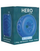 TOY JOY Inel pentru penis - HERO 4-în-1 Grid design flexibil pentru stimulare intensă albastru