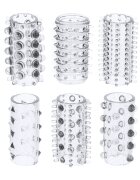 TOY JOY Set manșoane pentru penis – Power Penis Sleeve 6 modele diferite stimulare dublă TPE flexibil transparent