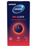 Unimil Prezervative - Max Love cu gel cu efect de întârziere pentru plăcere prelungită 12 bucăți