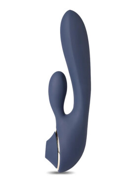 STD Vibrator Mystic Love 10 Moduri Vibratii 3 Moduri Suctiune Silicon USB Albastru Inchis 20 cm - Entro.ro