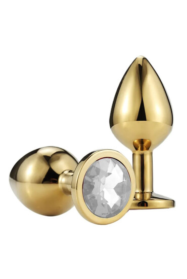Passion Labs Dop Anal Metallic Buttplug Medium Auriu/Transparent - Entro.ro
