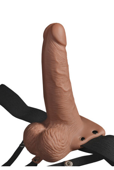 PIPEDREAM Strap-on Hollow Vibrator Fetish Fantasy 10 Moduri Vibratii PVC Natural 17.8 cm - Entro.ro