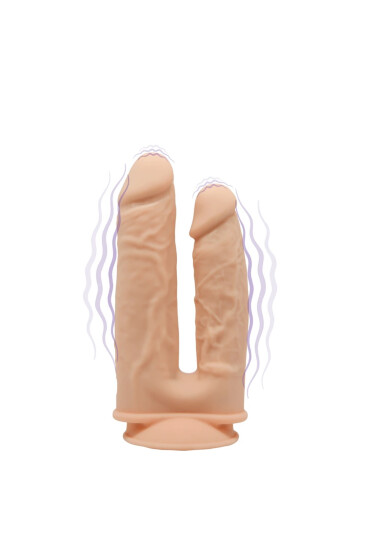 Silexd Vibrator Dublu Silicon cu Memorie Dubla Densitate Remote Control 10 Moduri Vibratii Natural 19.5 cm - Entro.ro