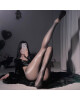 STD Ciorapi Crotchless Misty Negru S-L - Entro.ro