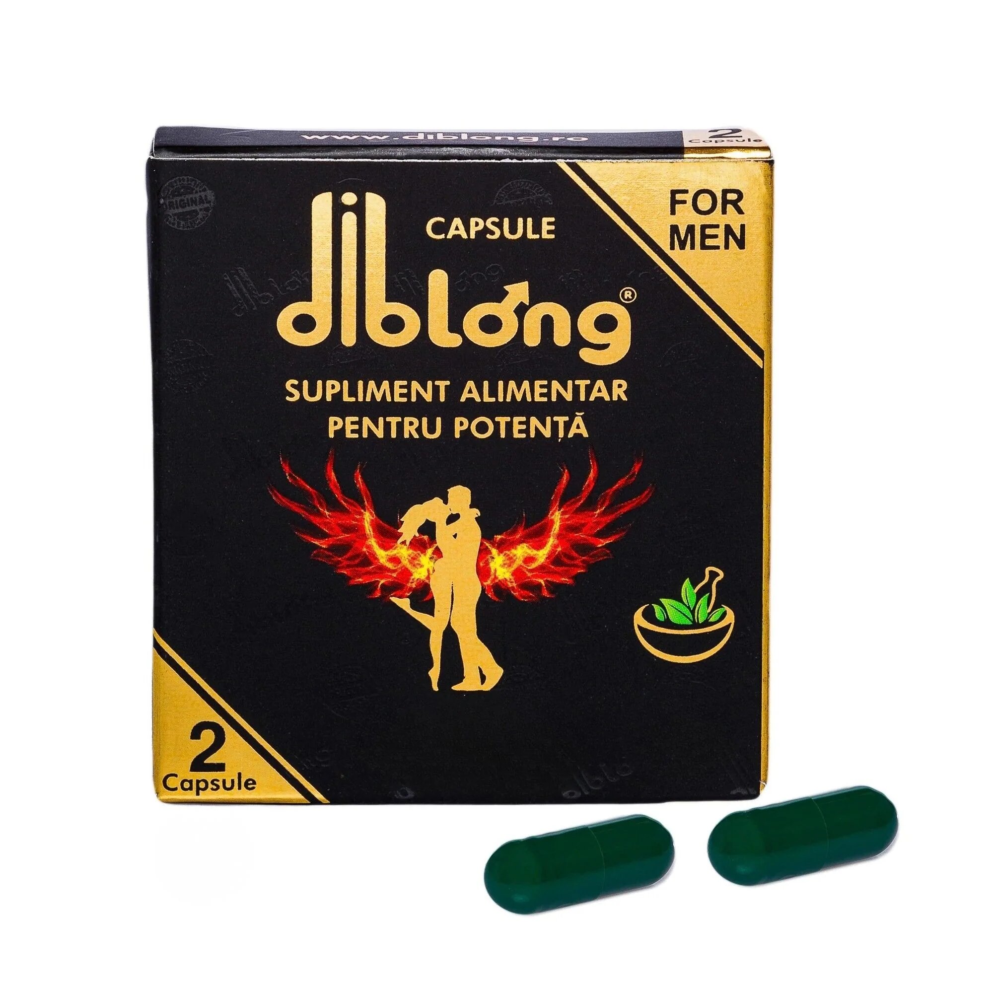 Diblong Capsule Ginseng - supliment alimentar pentru bărbați sub forma de capsule cu plante care susțin sănătatea sexuală și funcția erectilă 1 cutie x 2 buc - Default Title