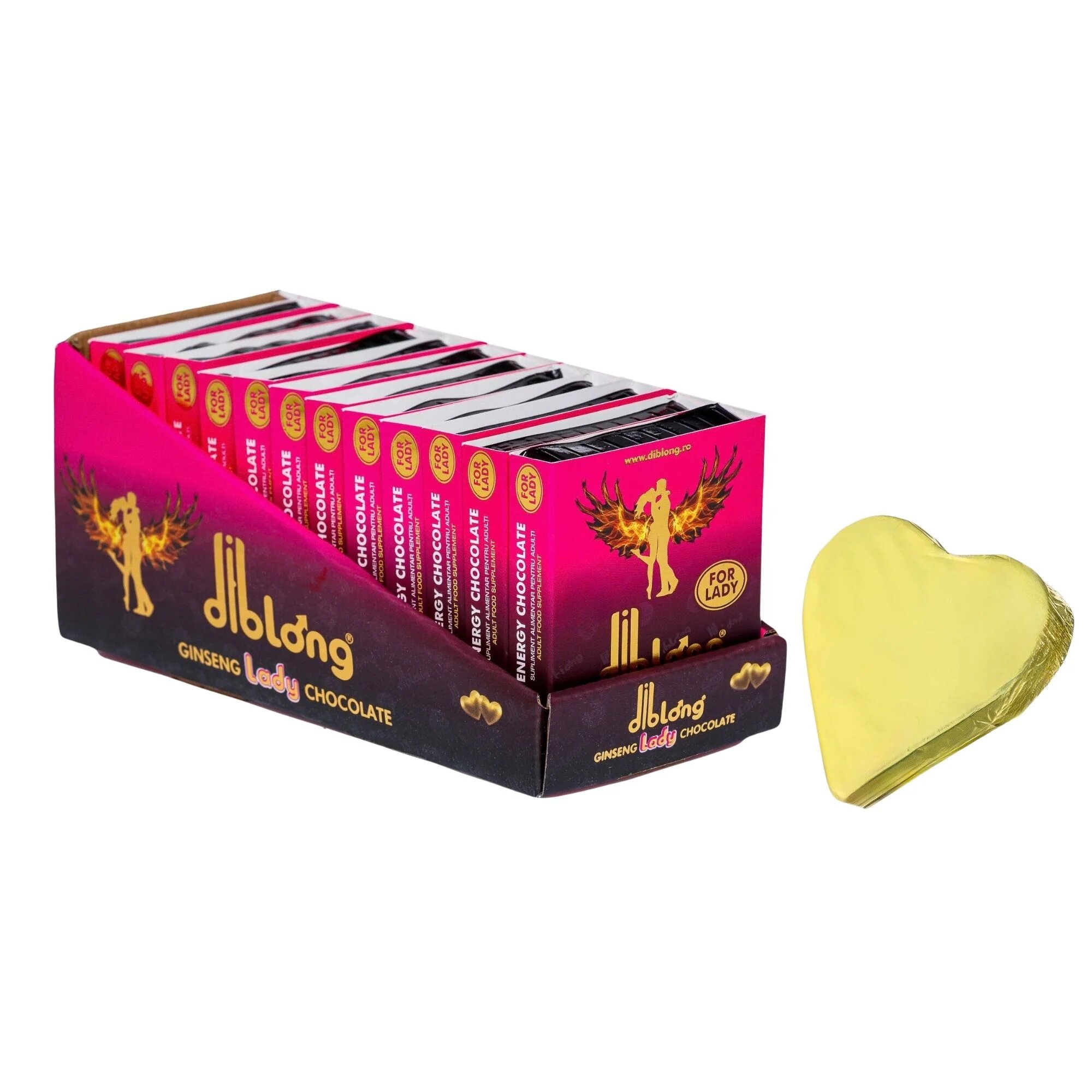 Diblong Energy Chocolate for Lady - supliment alimentar pentru femei pe bază de ciocolată cu plante care susțin sănătatea sexuală și recăpătarea energiei 12 x 24g - Default Title