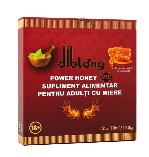 Diblong Power Honey - supliment alimentar pentru adulți cu miere și asocieri de plante care susțin sănătatea sexuală și funcția de reproducere 12 x 10 g - Default Title