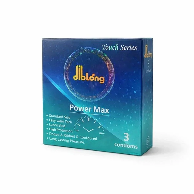 Diblong Prezervative Power Max pot susține întârzierea ejaculării texturate lubrifiate din latex 52 ± 2 mm 3 buc - Default Title