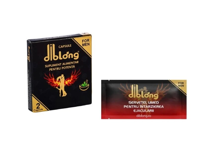 Diblong SET: Capsule Ginseng - supliment alimentar pentru bărbați sub forma de capsule cu plante care susțin sănătatea sexuală și funcția erectilă 1 cutie x 2 buc + Delay Wipe - Default Title