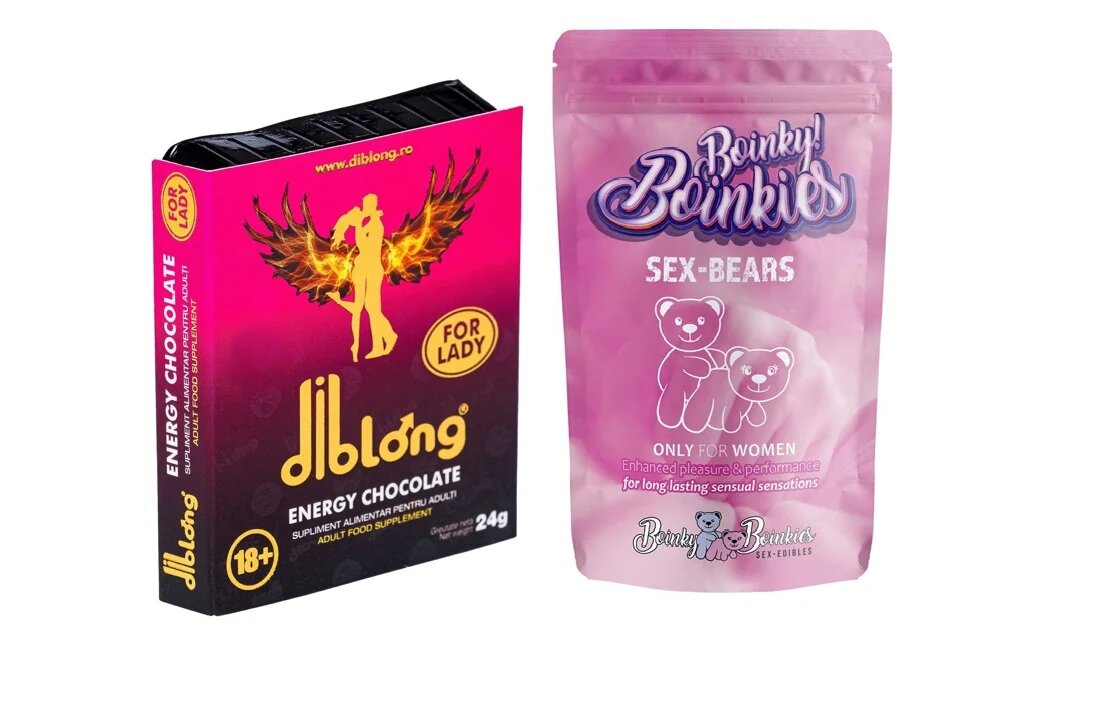 Diblong SET: Energy Chocolate for Lady - supliment alimentar pentru femei pe bază de ciocolată cu plante care susțin sănătatea sexuală și recăpătarea energiei + Boinky - Jeleuri afrodisiace Ursuleti - Gummy Sex Bears for Women 6 portii - Default Title