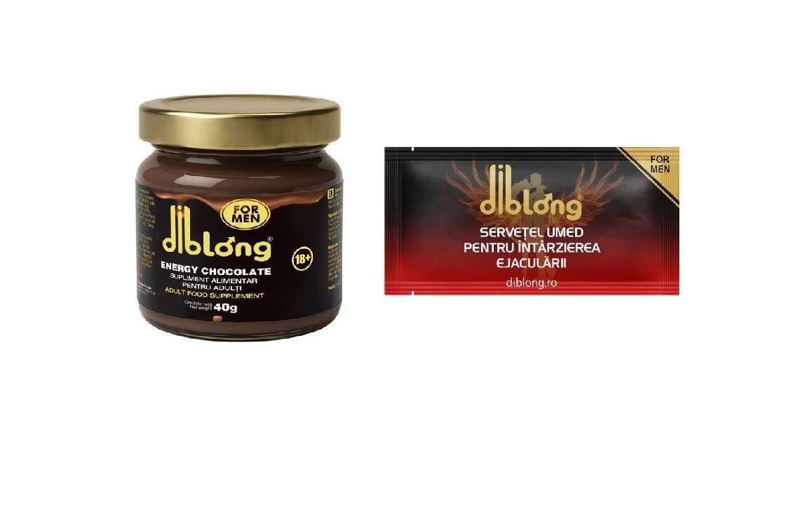 Diblong SET: Energy Chocolate For Men - supliment alimentar pentru bărbați sub formă de ciocolată tartinabilă cu ingrediente naturale care susțin sănătatea sexuală și funcția erectilă 40g + Delay Wipe - Default Title
