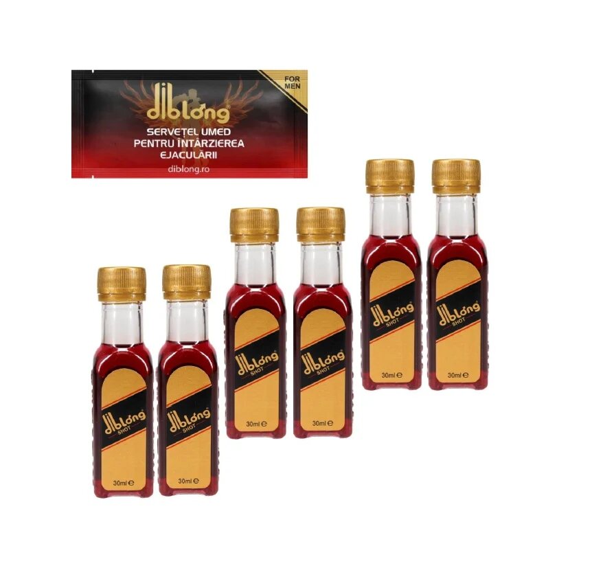 Diblong SET: Energy Shot - supliment alimentar pentru bărbați cu îndulcitori sub formă de băutură energizantă care ajută la menținerea sănătății sexuale și a funcției erectile 6 buc x 30 ml + Delay Wipe - Default Title