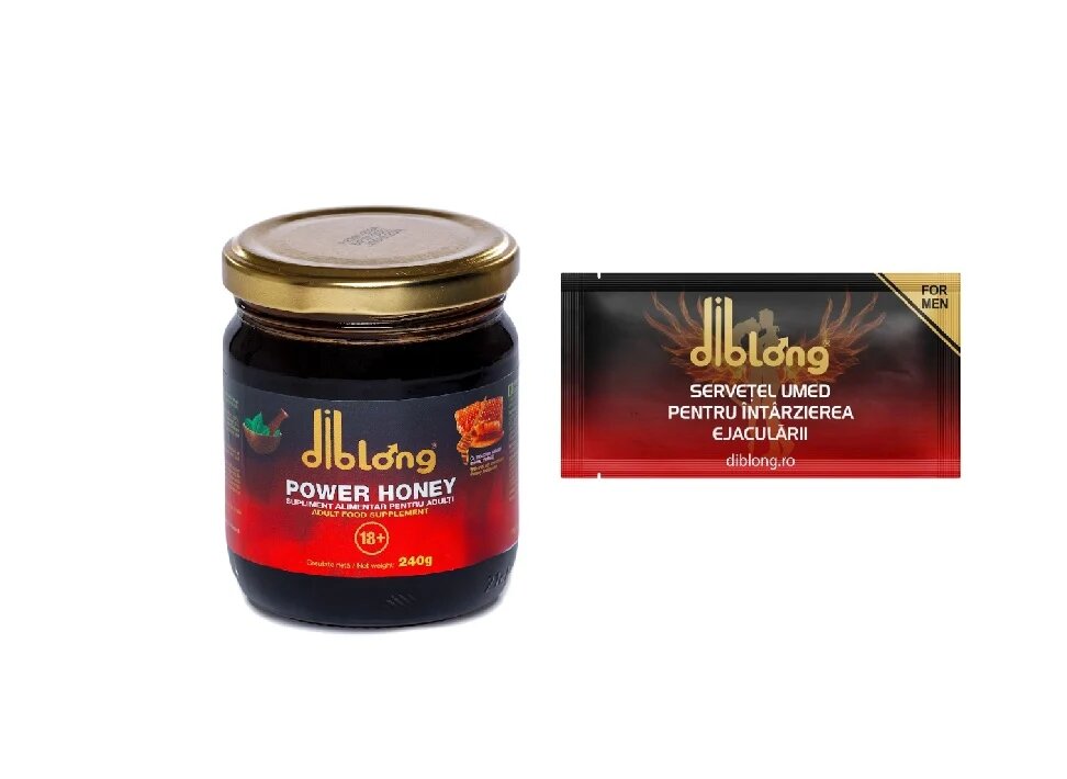 Diblong SET: Power Honey - supliment alimentar pentru adulți cu miere și asocieri de plante care susțin sănătatea sexuală și funcția de reproducere 240 g + Delay Wipe - Default Title