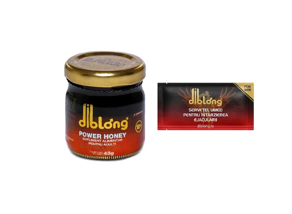 Diblong SET: Power Honey - supliment alimentar pentru adulți cu miere și asocieri de plante care susțin sănătatea sexuală și funcția de reproducere 43 g + Delay Wipe - Default Title