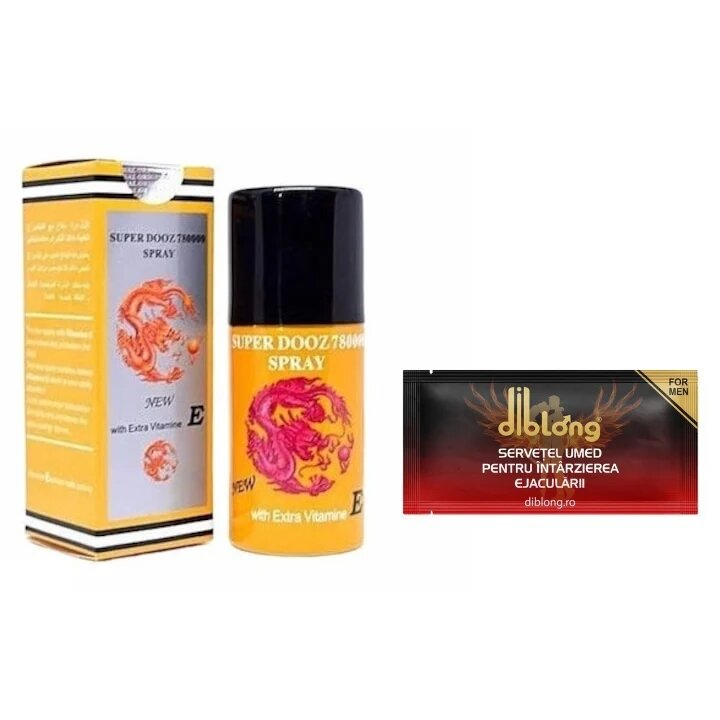 Diblong SET: Spray concentrat Super Dooz 78000 poate ajuta la intarzierea ejacularii 45 ml + 1 Delay Wipe - Default Title