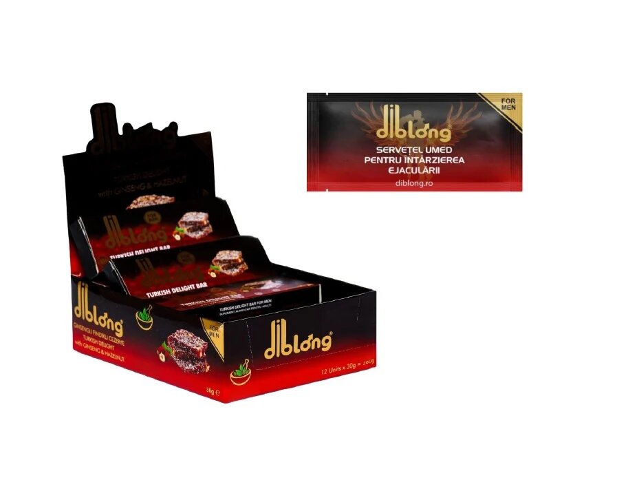 Diblong SET: Turkish Delight for Man - supliment alimentar pentru bărbați pe bază de rahat turcesc cu plante care susțin sănătatea sexuală și funcția de reproducere 12 x 30g + Delay Wipe - Default Title