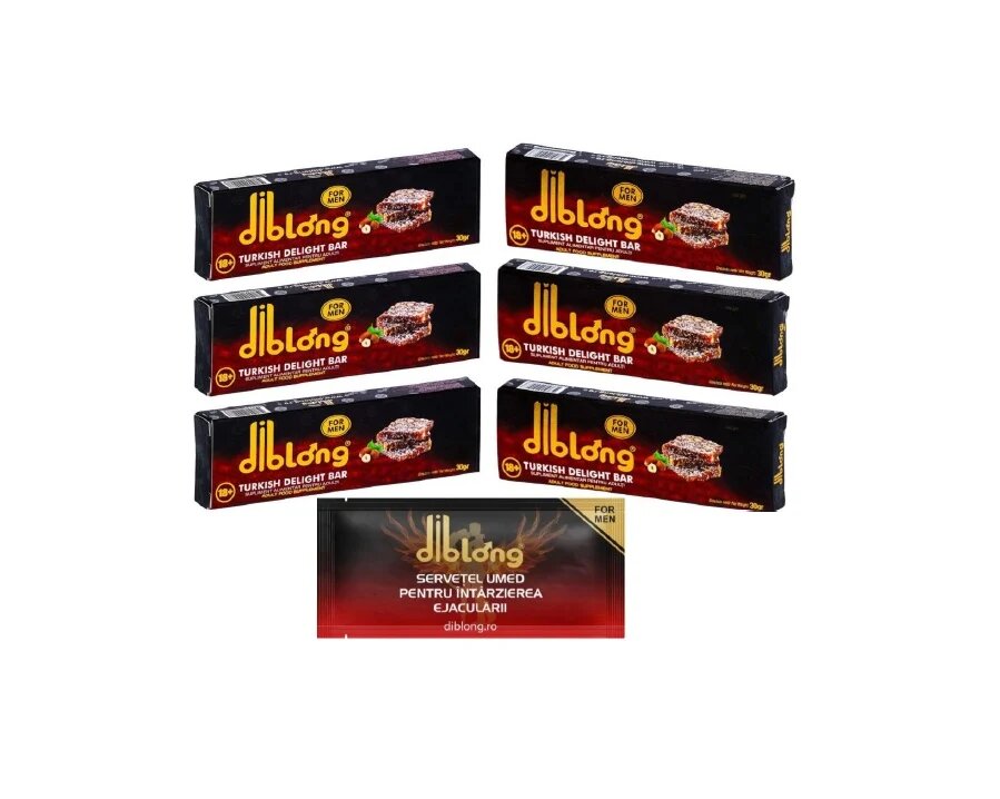 Diblong SET: Turkish Delight for Man - supliment alimentar pentru bărbați pe bază de rahat turcesc cu plante care susțin sănătatea sexuală și funcția de reproducere 6 x 30g + Delay Wipe - Default Title