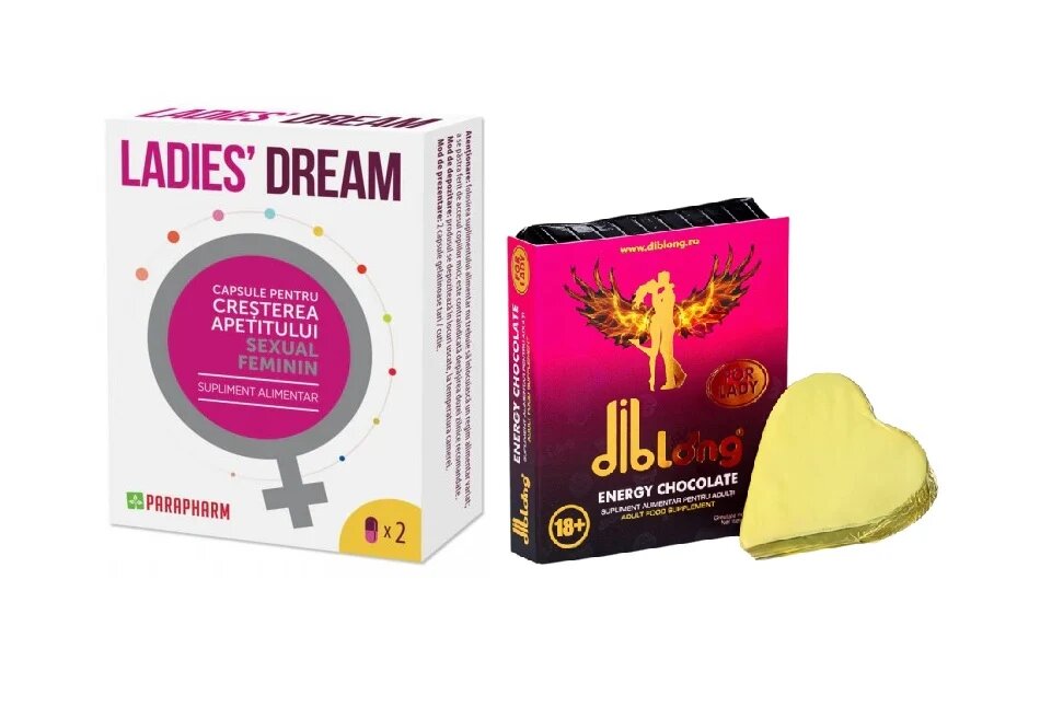 PARAPHARM SET: Capsule LADIES DREAM cresterea apetitului sexual si libidoului feminin 2 capsule + Diblong Energy Chocolate for Lady 24g - Default Title
