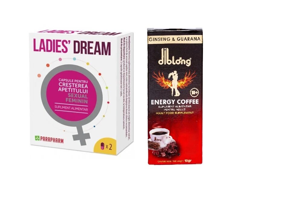 PARAPHARM SET: Capsule LADIES DREAM cresterea apetitului sexual si libidoului feminin 2 capsule + Diblong Energy Coffee 10g - Default Title