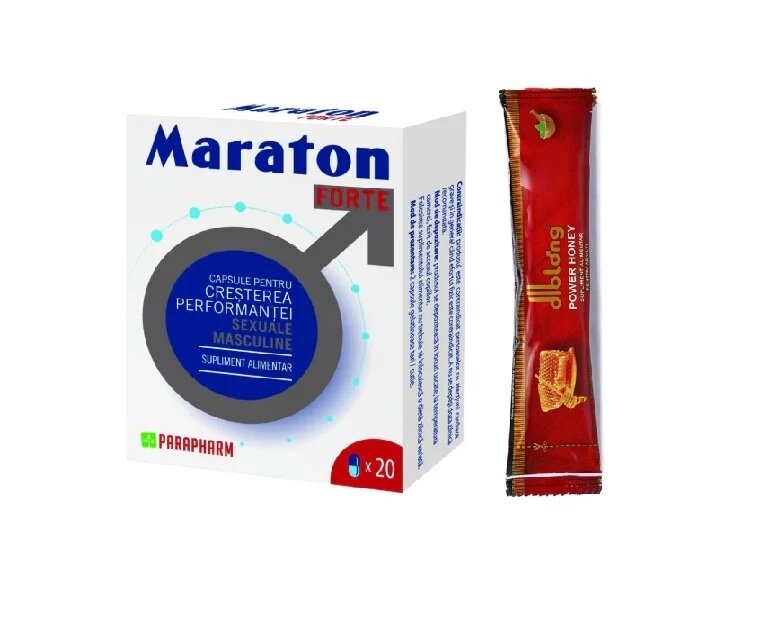 PARAPHARM SET: Capsule MARATON FORTE cresterea performantei sexuale barbati 20 capsule + 1 plic Diblong Power Honey 10g - Default Title