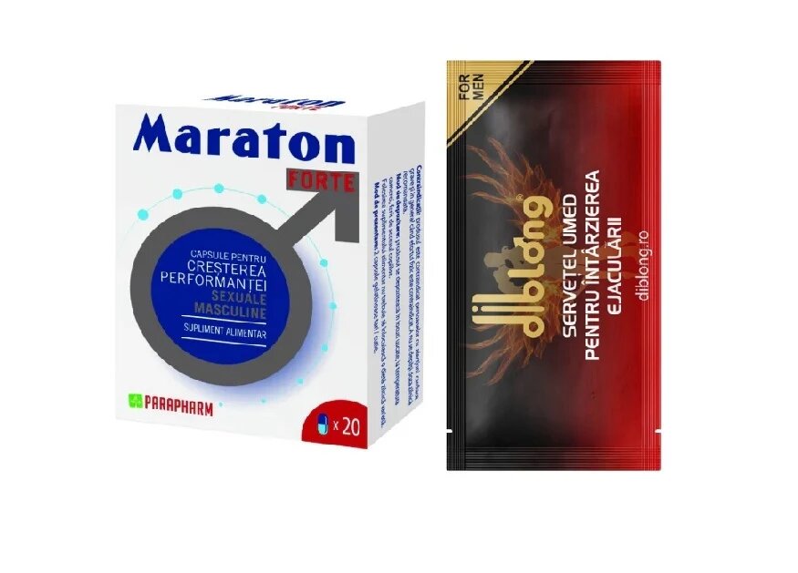 PARAPHARM SET: Capsule MARATON FORTE cresterea performantei sexuale barbati 20 capsule + 1 servetel DIBLONG DELAY TOWEL - Default Title