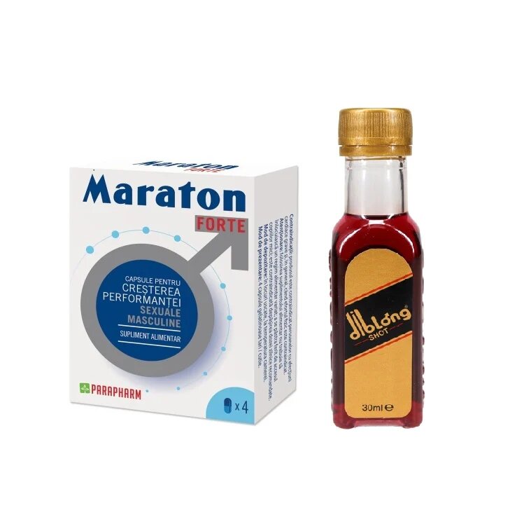 PARAPHARM SET: MARATON FORTE cresterea performantei sexuale barbati 4 capsule + 1 Diblong Energy Shot - Default Title