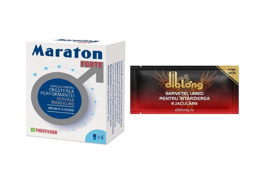 PARAPHARM SET: MARATON FORTE cresterea performantei sexuale barbati 4 capsule + 1 servetel DIBLONG DELAY TOWEL - Default Title