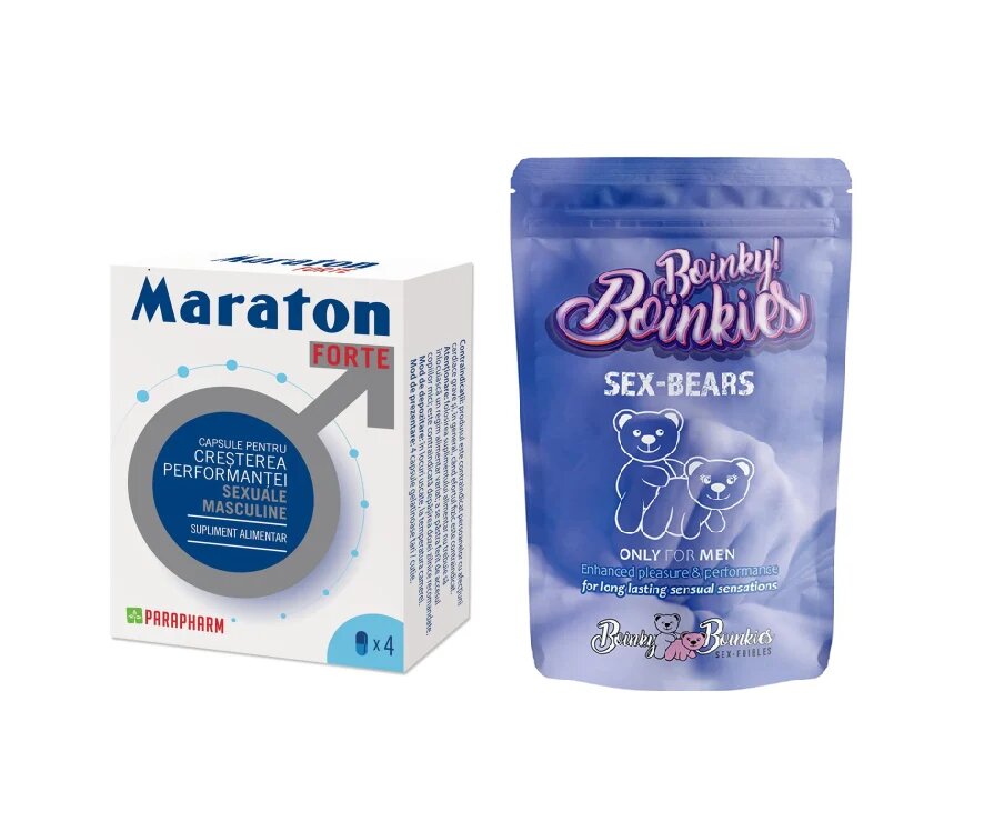 PARAPHARM SET: MARATON FORTE cresterea performantei sexuale barbati 4 capsule + Boinky - Jeleuri afrodisiace Ursuleti - Gummy Sex Bears for Men - Default Title