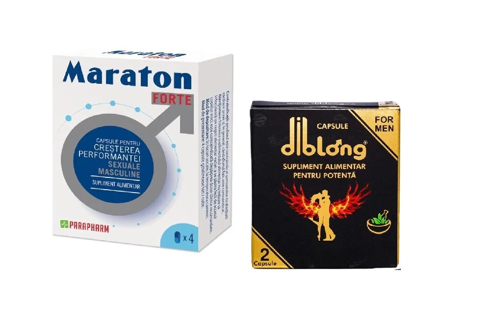 PARAPHARM SET: MARATON FORTE cresterea performantei sexuale barbati 4 capsule + Capsule Diblong Ginseng 1 cutie x 2 buc - Default Title