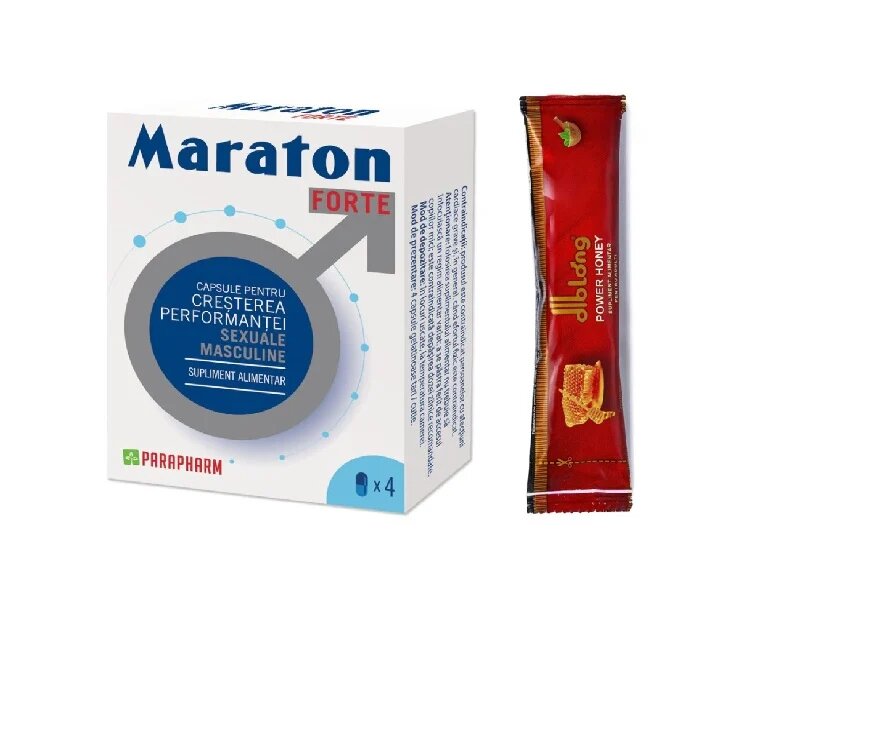 PARAPHARM SET: MARATON FORTE cresterea performantei sexuale barbati 4 capsule + Diblong Power Honey 1 plic x 10g - Default Title