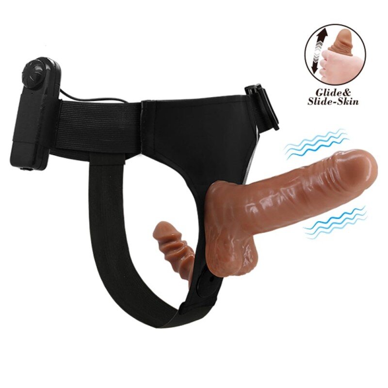 Baile Strap On Dublu Ultra Passionate Harness Multispeed Sliding Skin Dildo