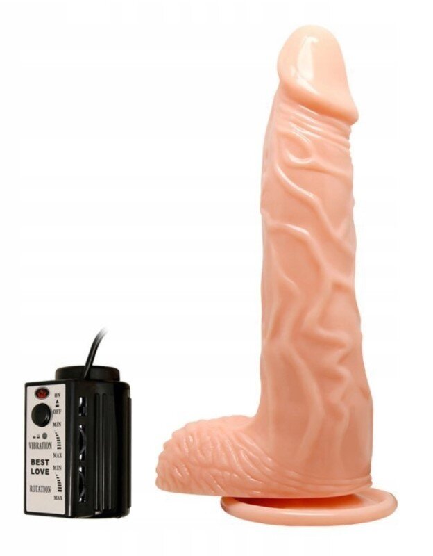 Baile Vibrator Fiery Dong Incalzire-Vibratii-Rotatii TPR Natural 30.4 cm