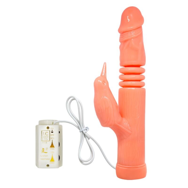 Baile Vibrator Golden Gun cu Telecomanda Functii Vibratii Rotatii Impingere Natural 23 cm