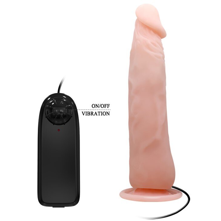 Baile Vibrator Realist Multispeed cu Telecomanda si Ventuza TPR Natural 23 cm