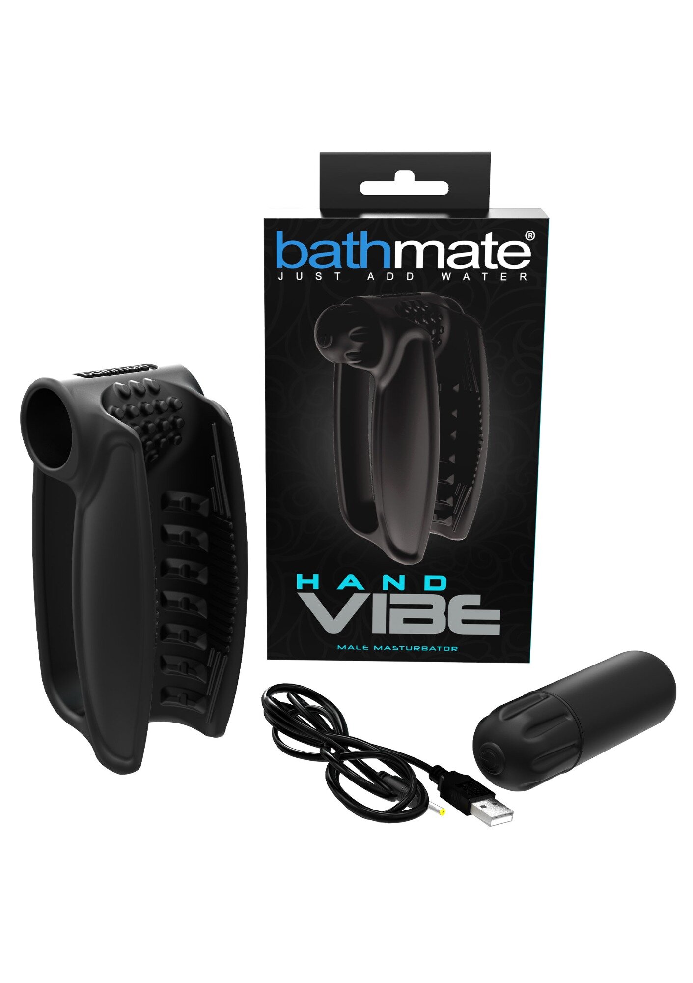 BATHMATE Stimulator Hand Vibe 10 Moduri Vibratii Silicon USB Negru