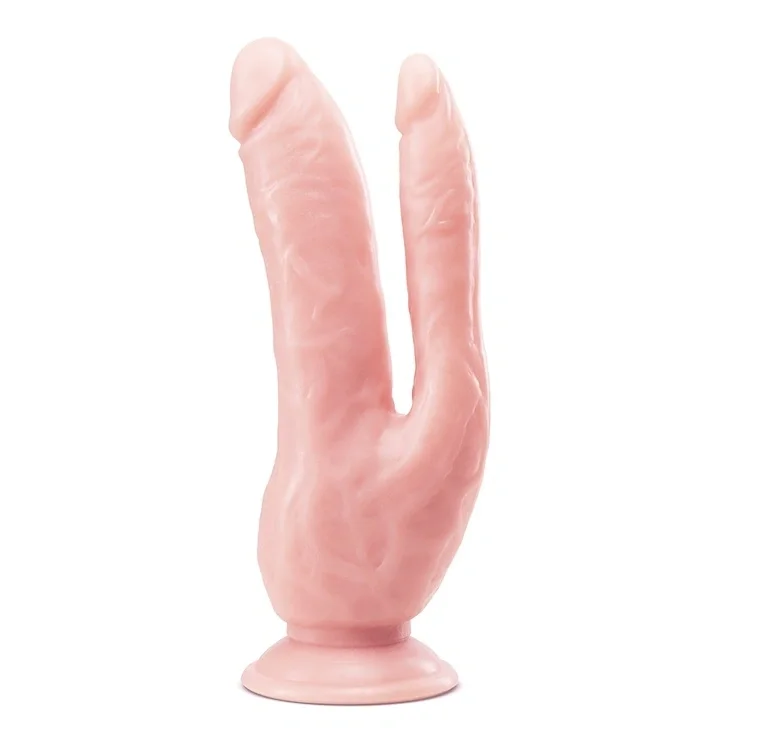 Blush NOVELTIES Dildo Realist Dr. Skin DP cu Ventuza PVC Natural 21.5 cm