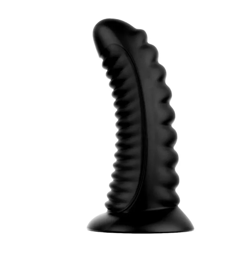 BUTTR Dop Anal Huge Double Ribbed PVC Negru 26 cm