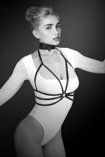 CINDERELLA Harness de Piept Julia Benzi Elastice Reglabile Negru