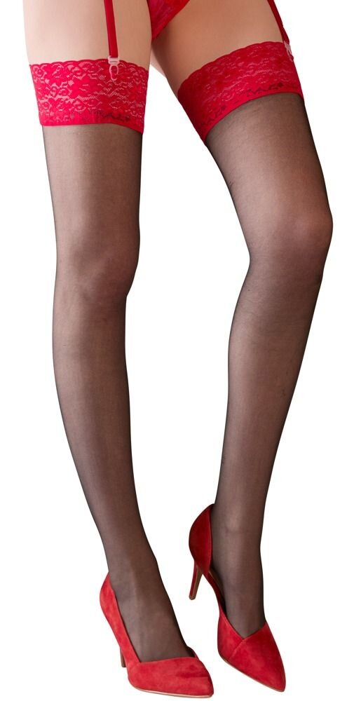 Cottelli Collection Ciorapi Sensual Lace Negru/Rosu S