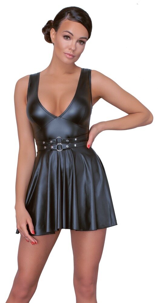Cottelli Collection Rochie Mini Evazata Wetlook Negru S