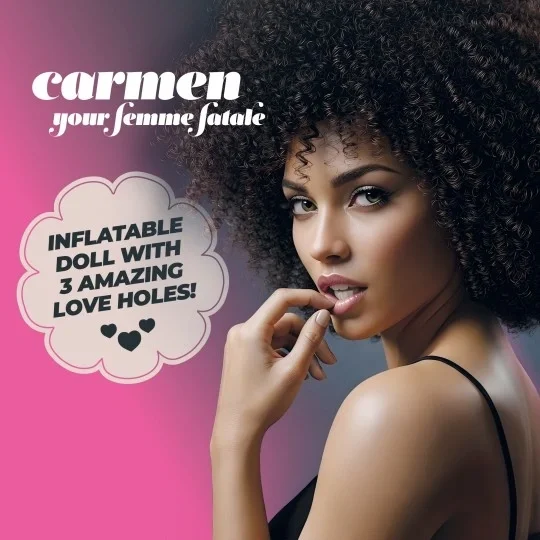 Crushious Papusa Gonflabila Carmen The Femme Fatale Bruneta 3 Puncte de Penetrare 1.55 m