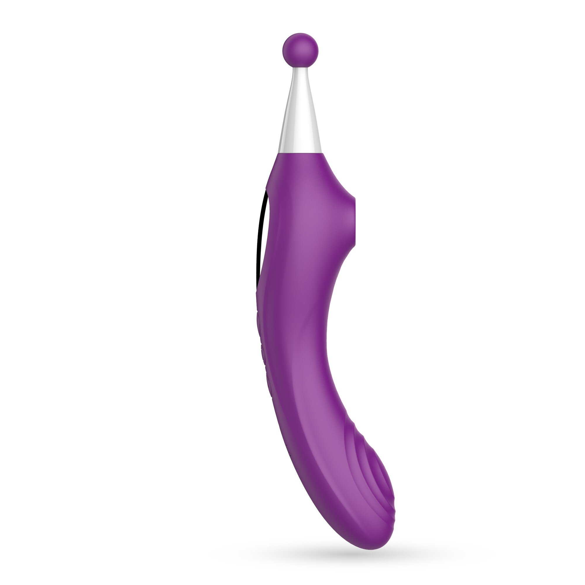 Crushious Stimulator Triplu Trinity 10 Moduri Vibratii 3 Moduri Suctiune Silicon USB Mov 18.3 cm