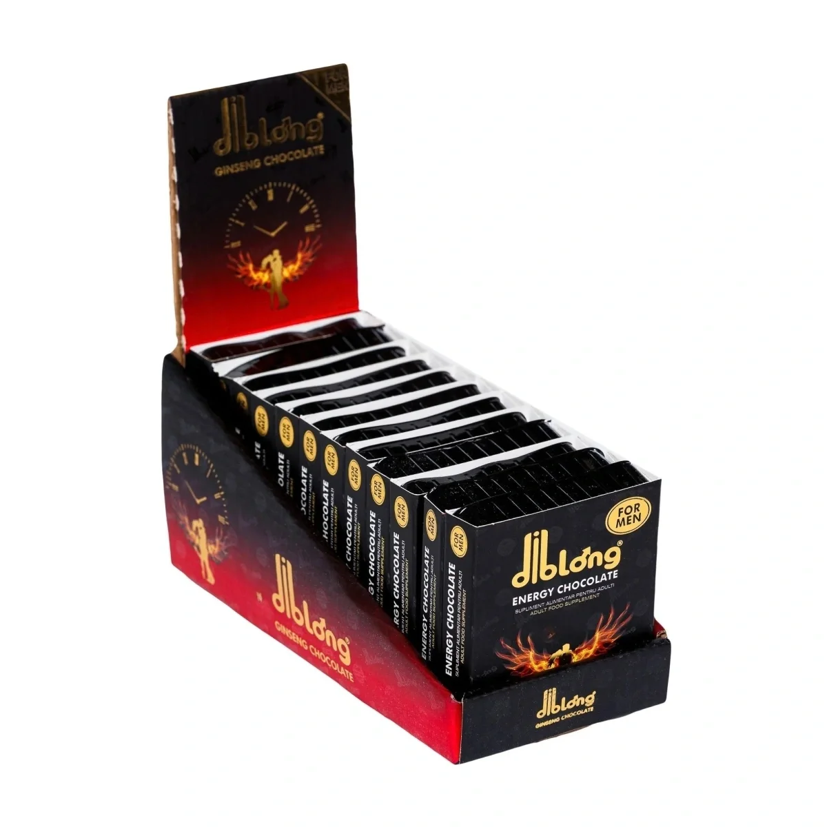 Diblong Set 12 bucati-Supliment alimentar Energy Chocolate pentru barbati pe baza de ciocolata cu plante care sustin sanatatea sexuala si functia erectila 12x24g
