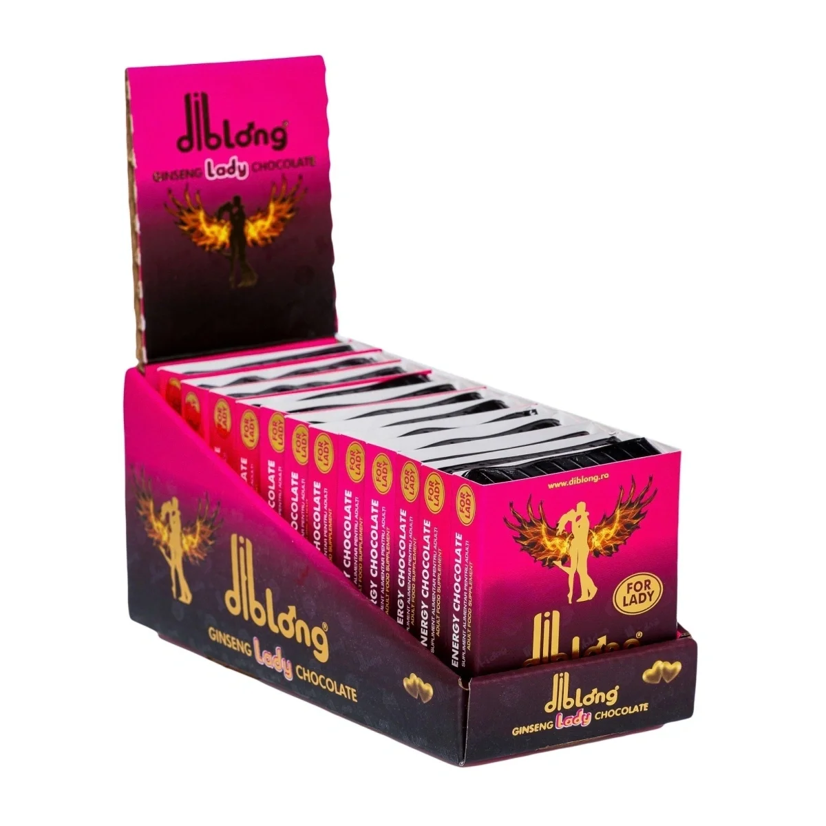Diblong Set 12 bucati-Supliment alimentar Energy Chocolate pentru femei pe baza de ciocolata cu plante care sustin sanatatea sexuala si recapatarea energiei 12 x 24g