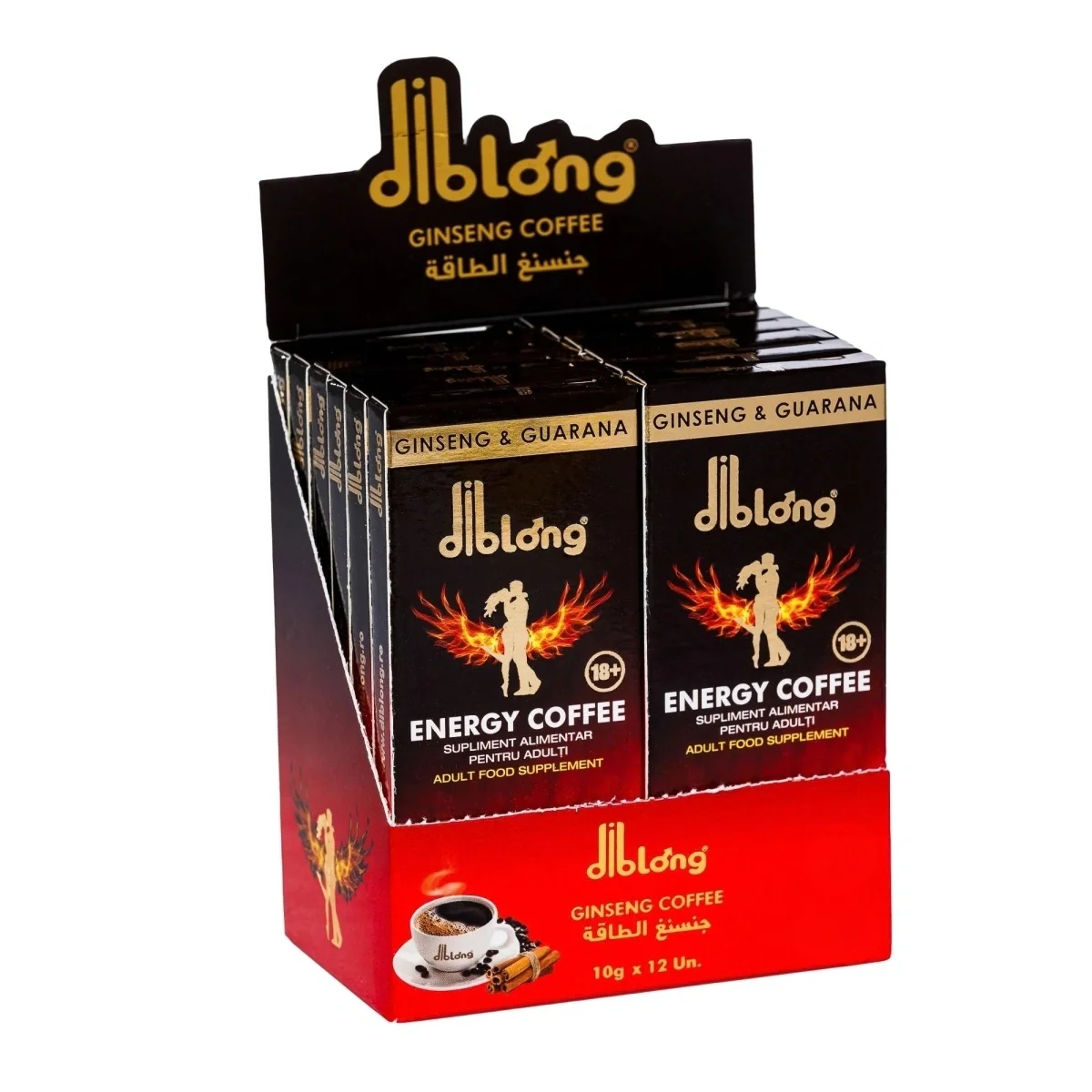 Diblong Set 12 plicuri-Supliment alimentar Energy Coffee pentru barbati formula de cafea instant cu plante care sustin sanatatea sexuala si functia erectila 12x10g
