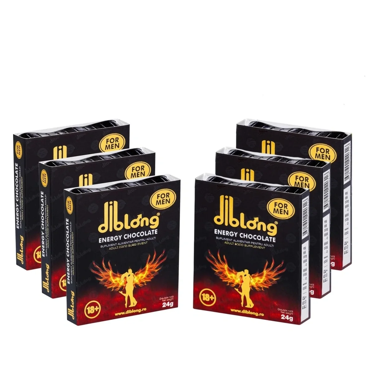 Diblong Set 6 bucati-Supliment alimentar Energy Chocolate pentru barbati pe baza de ciocolata cu plante care sustin sanatatea sexuala si functia erectila 6x24g