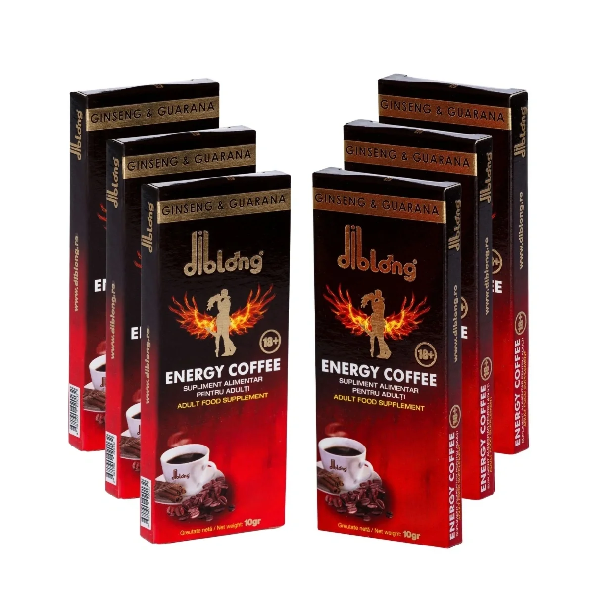 Diblong Set 6 plicuri-Supliment alimentar Energy Coffee pentru barbati formula de cafea instant cu plante care sustin sanatatea sexuala si functia erectila 6x10g