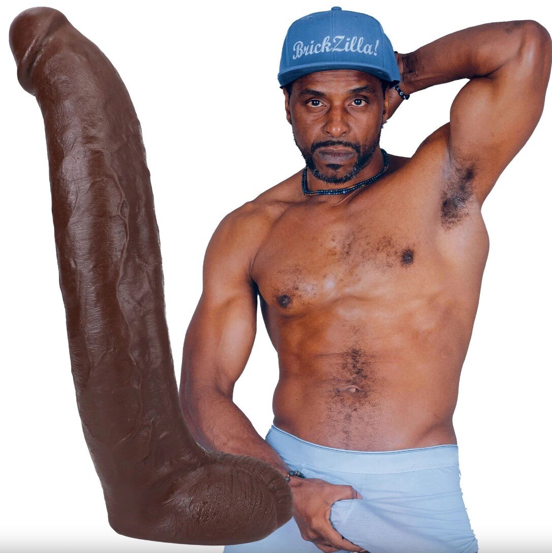 Doc Johnson Dildo Realist Brickzilla Ultraskyn Dual Density Vac-U-Lock Ciocolatiu 33 cm